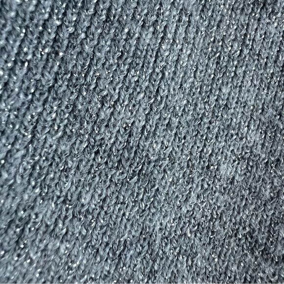 GAP Pointelle Turtleneck Silver Metallic Simmer Lightweight Sweater - Picture 10 of 14